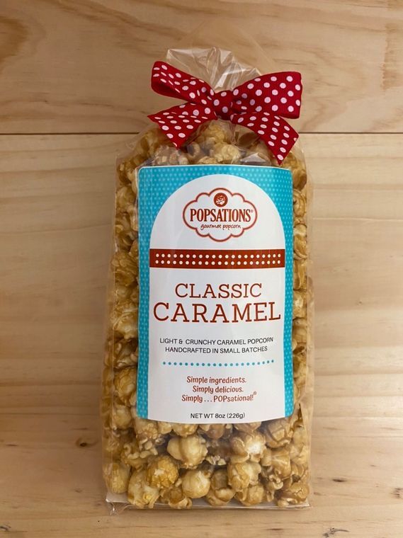 Popsations - Classic Caramel Popcorn 8oz Ribbon Bag | Sunshine Garden ...